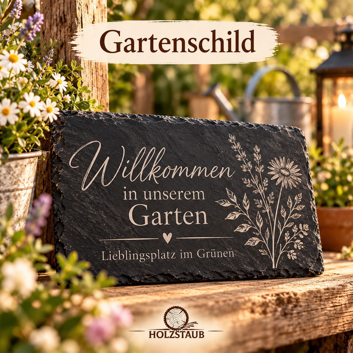 Personalisierte Schieferplatte 40 × 30 cm – Dein Wunschmotiv auf echtem Naturschiefer