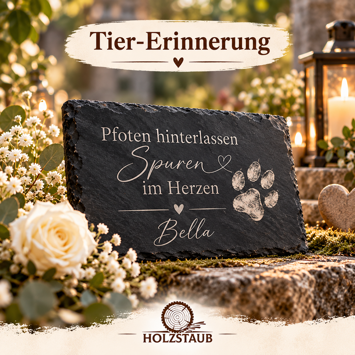 Personalisierte Schieferplatte 40 × 30 cm – Dein Wunschmotiv auf echtem Naturschiefer