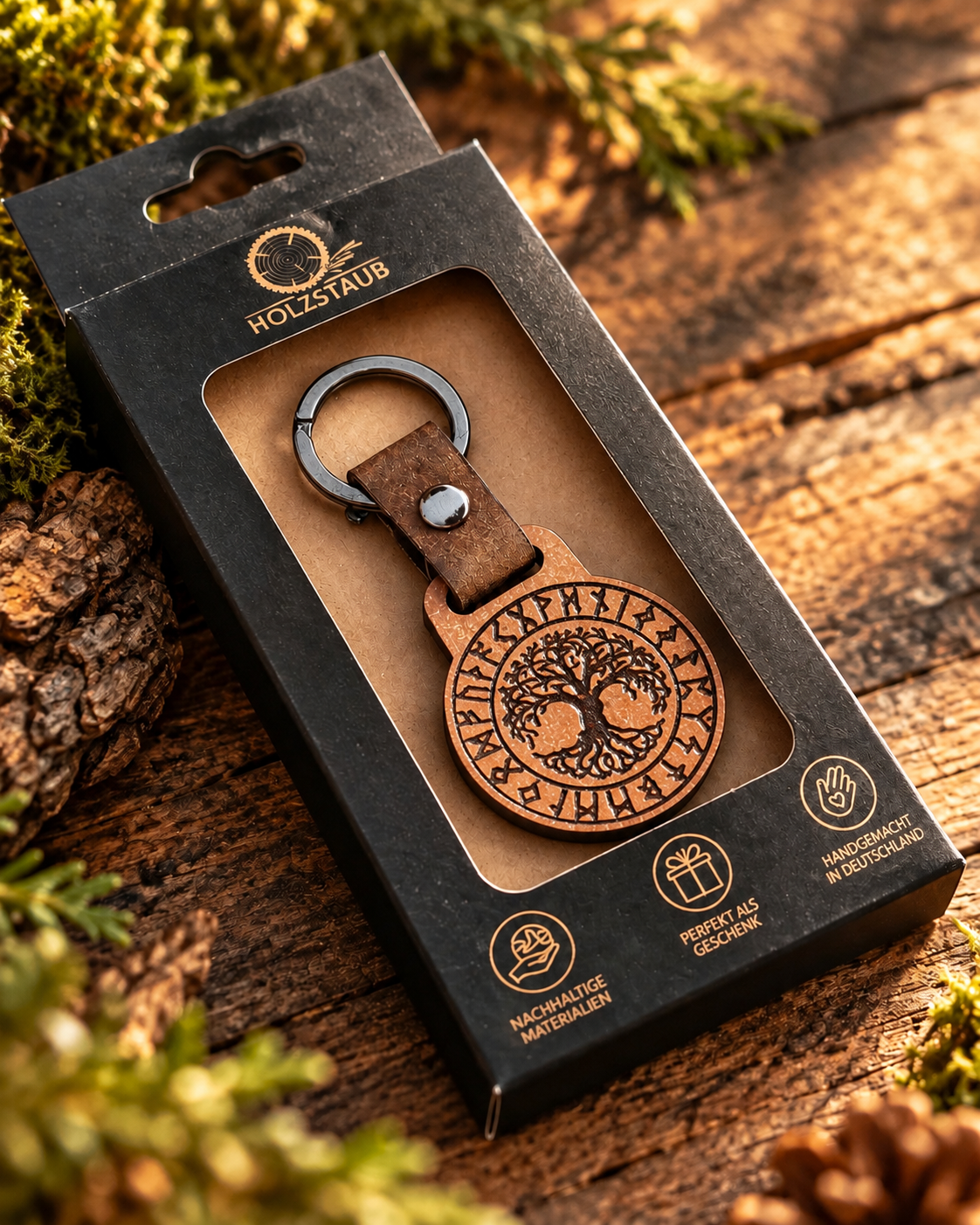 Tree of Life – Keyring made from sustainable wood composite