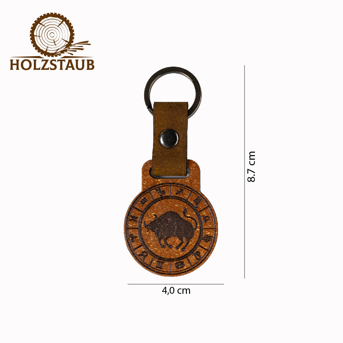 Sternkreis Stier – Sternzeichen Schlüsselanhänger aus nachhaltigem Holzverbund