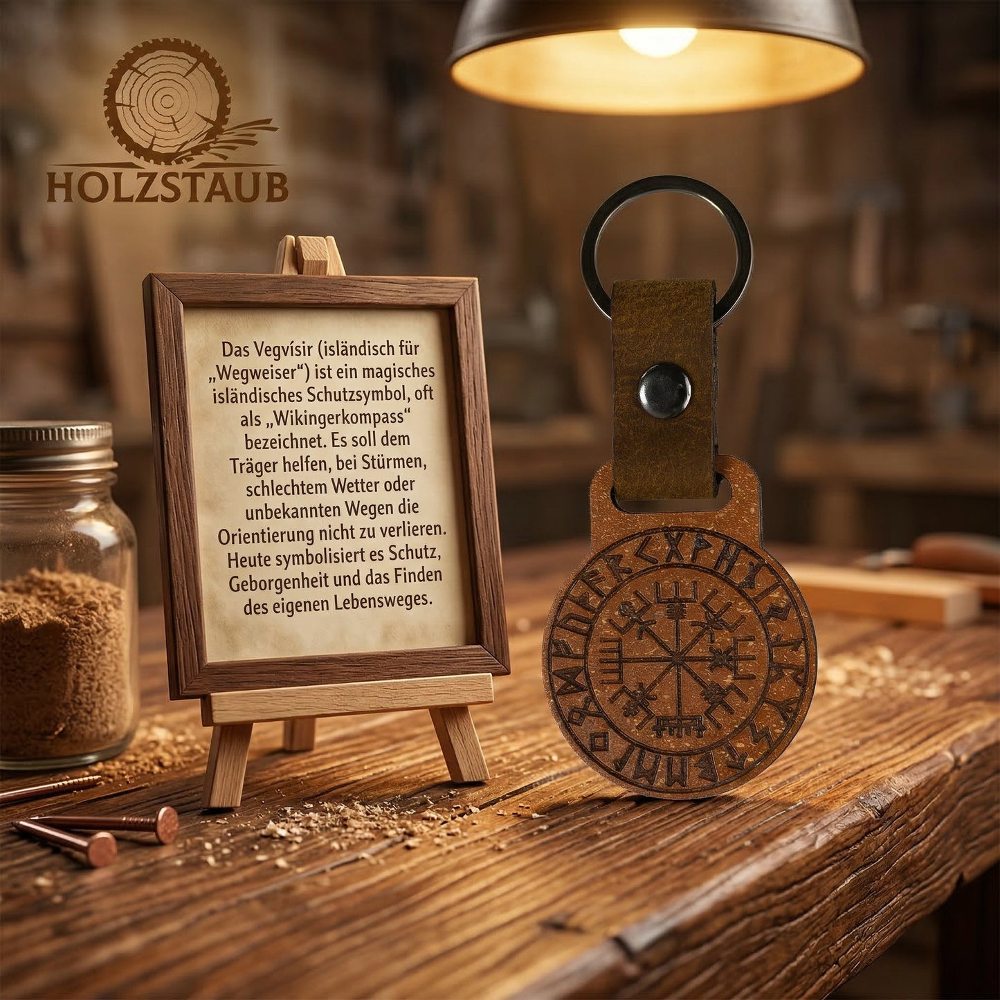 Vegvisir – Schlüsselanhänger aus nachhaltigem Holzverbund