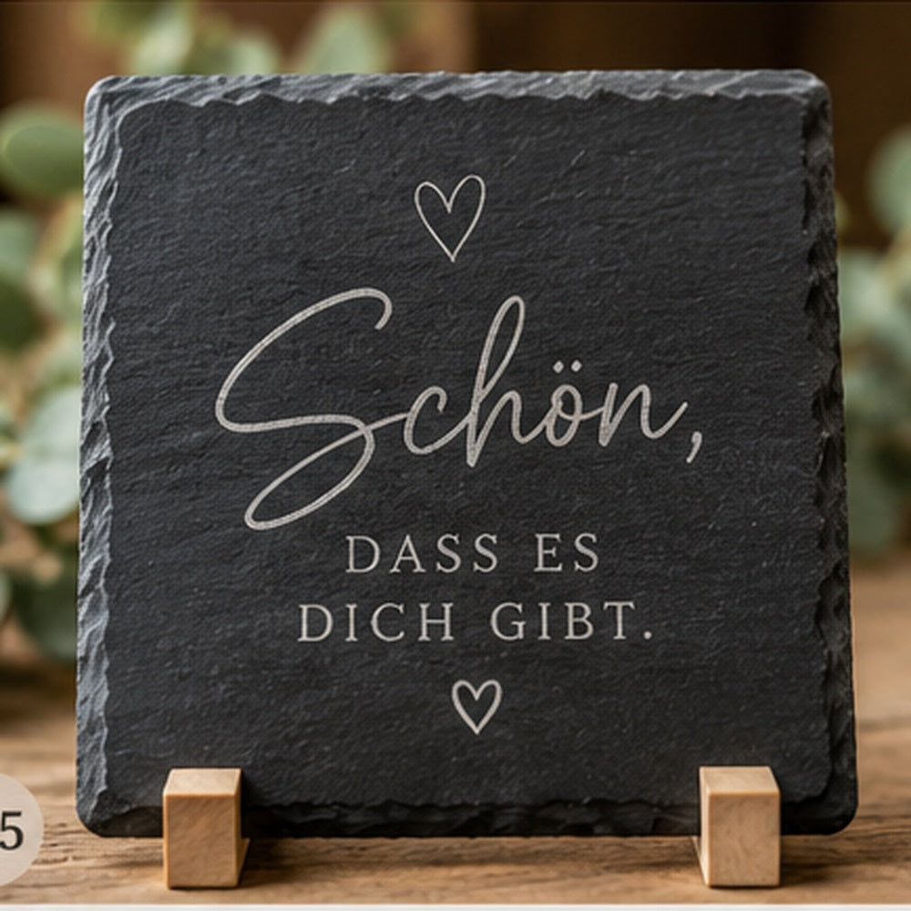 Personalisierte Schieferplatte-Untersetzer 10 × 10 cm – Personalisiert mit Wunschgravur