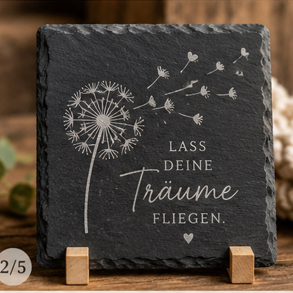 Personalisierte Schieferplatte-Untersetzer 10 × 10 cm – Personalisiert mit Wunschgravur
