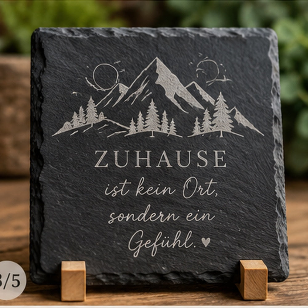 Personalisierte Schieferplatte-Untersetzer 10 × 10 cm – Personalisiert mit Wunschgravur