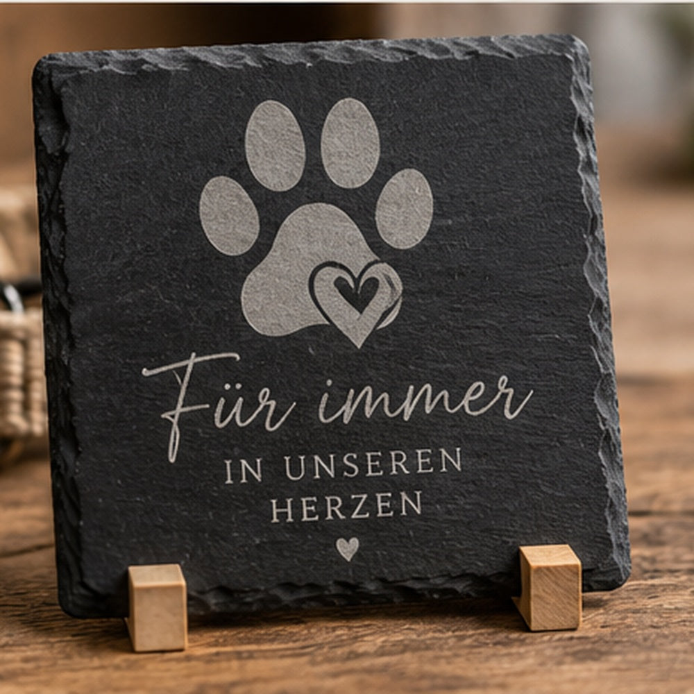 Personalisierte Schieferplatte-Untersetzer 10 × 10 cm – Personalisiert mit Wunschgravur