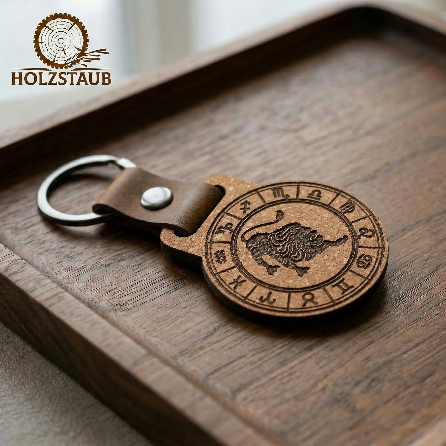 Sternkreis Löwe – Sternzeichen Schlüsselanhänger aus nachhaltigem Holzverbund