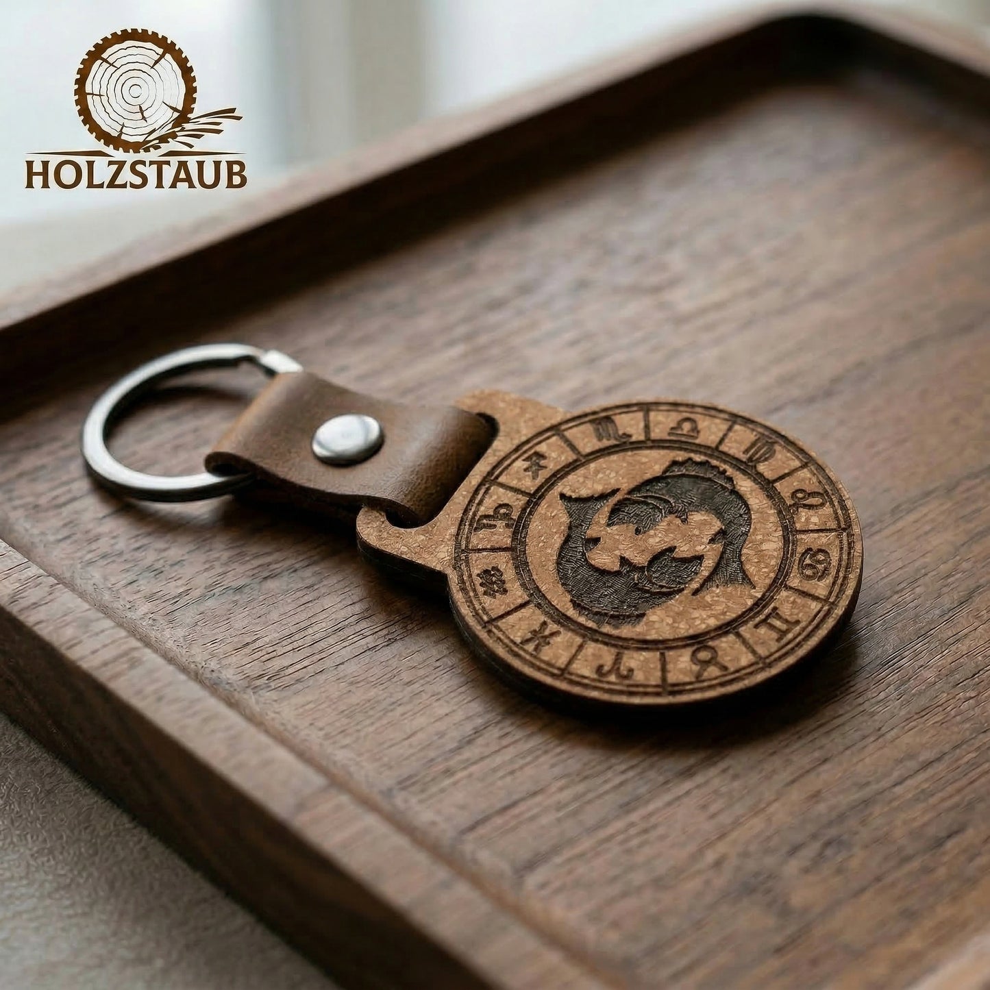 Sternkreis Fische – Sternzeichen Schlüsselanhänger aus nachhaltigem Holzverbund