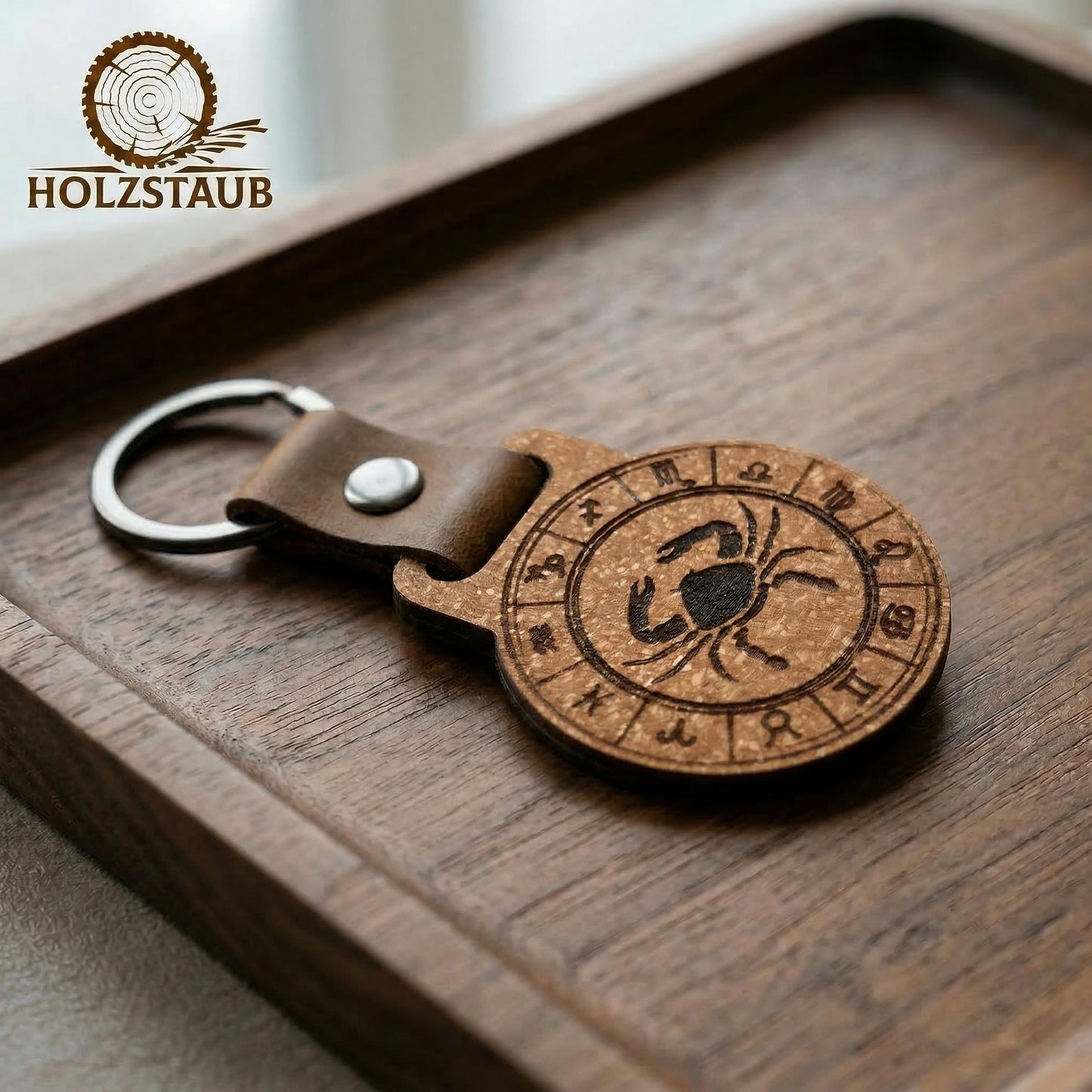 Sternkreis Krebs – Sternzeichen Schlüsselanhänger aus nachhaltigem Holzverbund